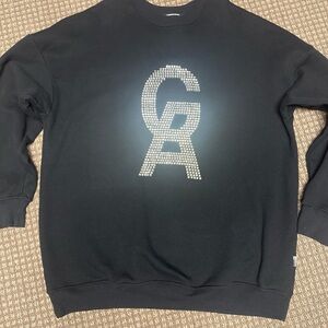 Good  American Icon Black Bejeweled Crewneck Sweater Sz 3